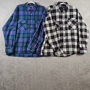 Backpacker Flannel Shirts (Lot of 2) Large Multicolor Plaid Outdoors Vintage Y2K